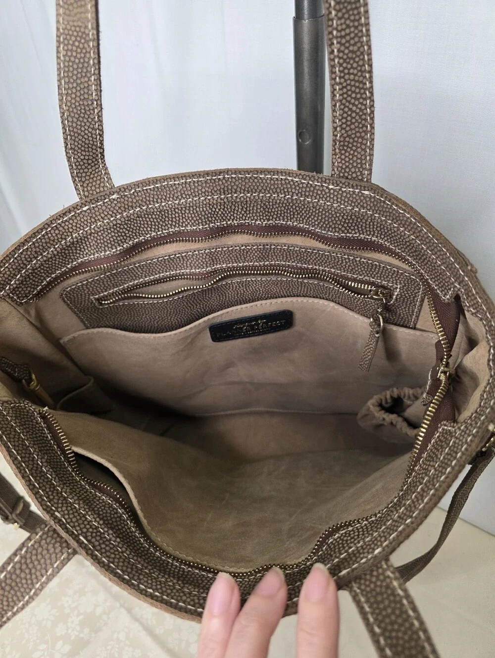 Planner Perfect Brown Textured Leather Tote Bag Crossbody Shoulder Travel Purse